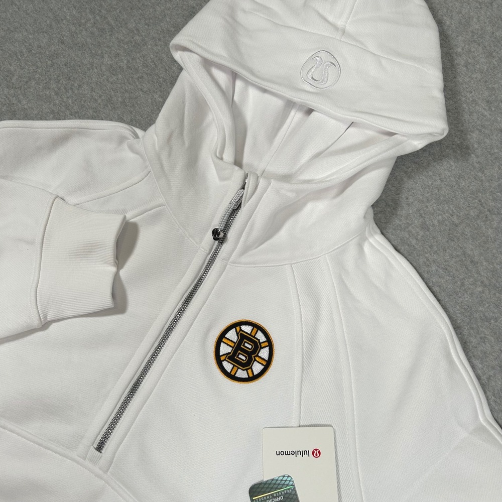 Lululemon Boston Bruins Scuba Hoodie Womens M/L White Oversized Half Zip NEW NET